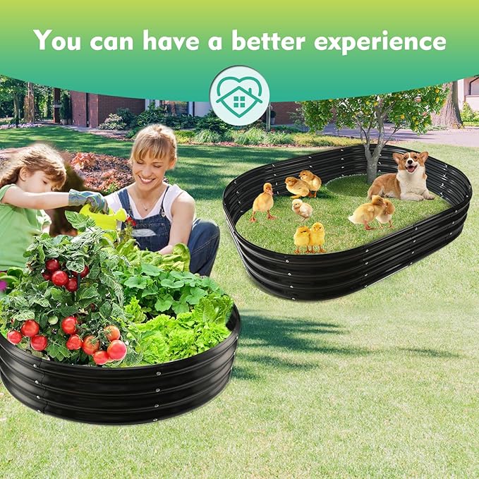 4FT Diameter Galvanized Garden Raised Bed/Plant Box/Fire Pit Ring - 0.8mm Thick12 Inch TallPerfect for Planting a Variety of FlowersHerbsVegetables (Black 48 Dia X 11.5 inches)