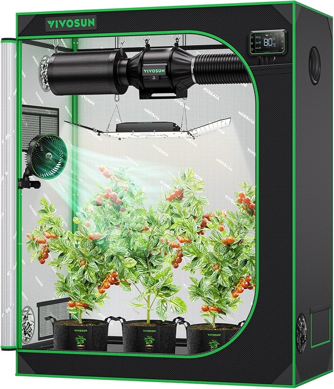 VIVOSUN S425 2x4 Grow Tent 48x24x60 High Reflective Mylar Grow Tents with Observation Window and Floor Tray for Hydroponics Indoor Plant for VS2000
