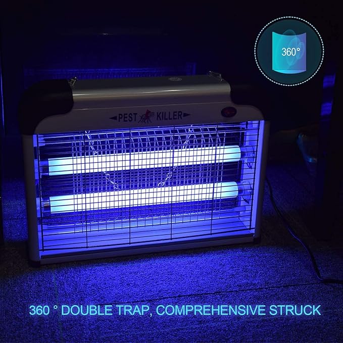 Fly Trap Indoor Bug Zapper 2800V Powerful Flying Insect Mosquito Killer w/ 20W Blue Light Attract Plug-in Pest Control Machine for Moth Fruit Fly Fungus Gnat Garage Bug Catcher