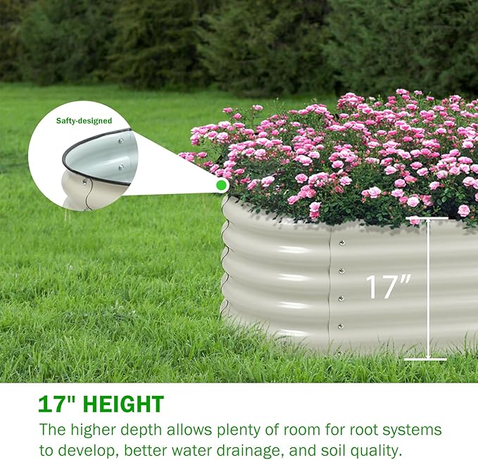 BPS 9-in-1 Metal Raised Garden Bed 6x3 FT Galvanized Planter Raised Beds for Vegetables Flowers 17'' Extra Tall