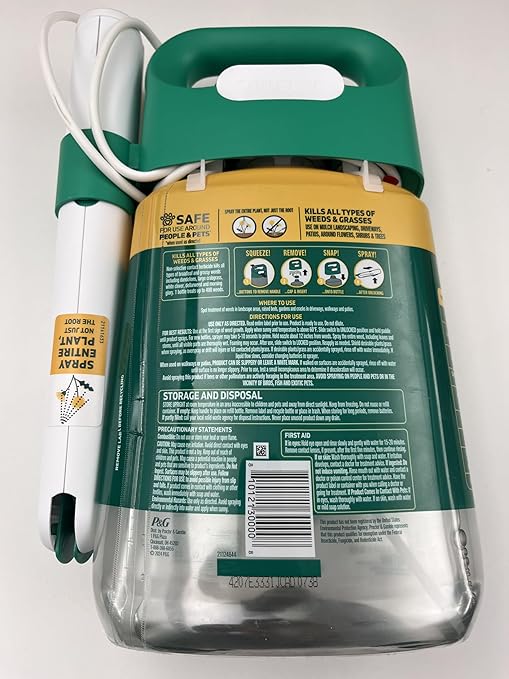 Spruce Weed Killer Spray - Snap &amp Spray Weed &amp Grass Killer₂ Powered Starter Kit - Reusable Sprayer with Wand for Spot-Treating Driveways Gardens &amp More (64 Oz Bottle)