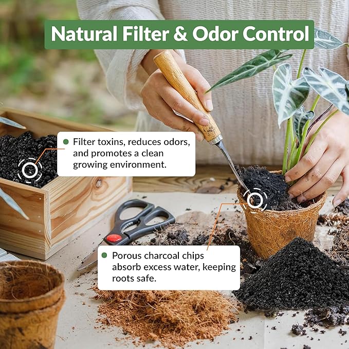 Old Potters Premium Horticultural Charcoal Chips Natural Soil Amendment for Areation and Healthy Microbe and Plant Growth. (12 Quarts)