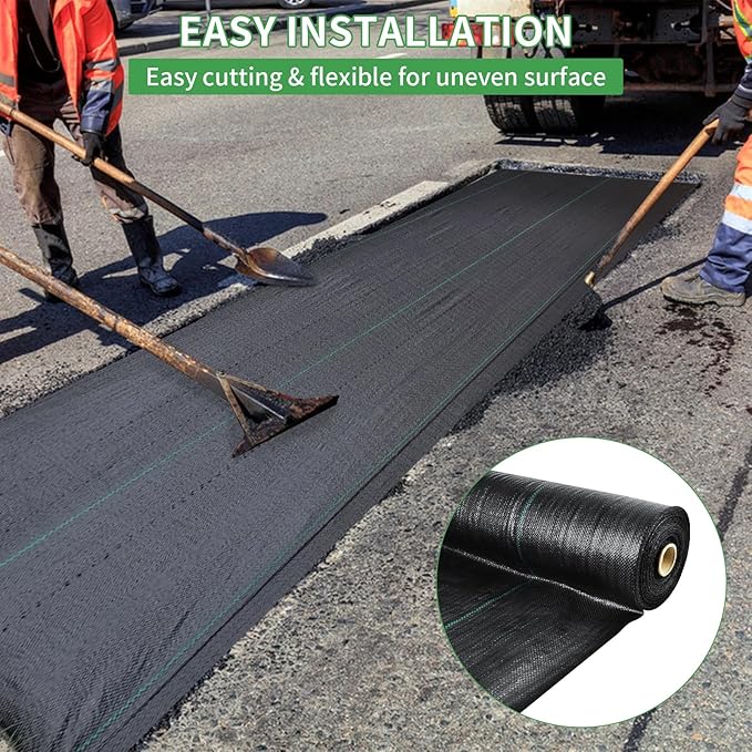 mupera 3x300FT Weed Barrier Fabric - Heavy Duty Polypropylene Black Commercial Ground Cover for Raised Beds/Driveway UV Resistant Weed Block Stops Weeds &amp Roots