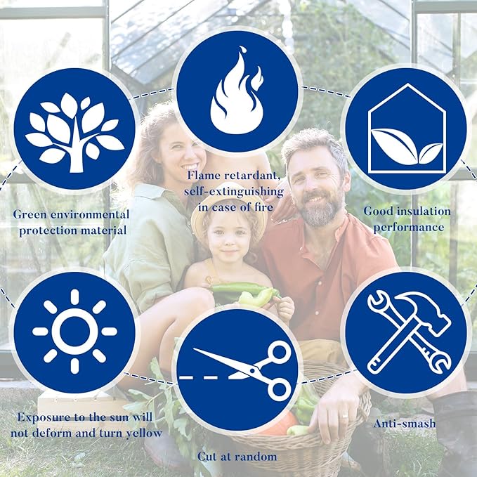 Hotop Polycarbonate Greenhouse Panels Kit 4' x 2' x 0.24 Includes 6 Pack Clear Double Layer Polycarbonate Sheets 5 Pcs Aluminum Connecting Strips and 50 Pcs W Shaped Clips for Garden Covering