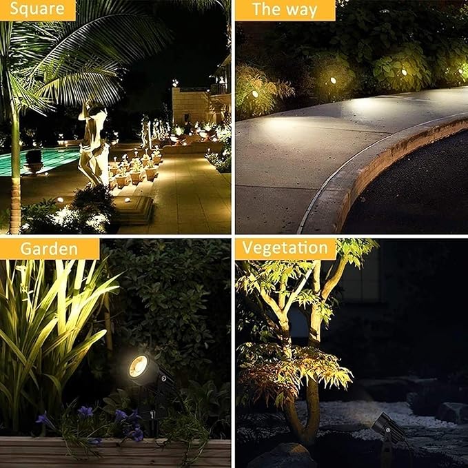 Svater Low Voltage Landscape Lighting Outdoor 3W 250 LM Plug-in Outdoor Spotlights with Transformer for House Yard Pathway 3000K Warm White Spot Lights IP65 Waterproof - 6 Pack