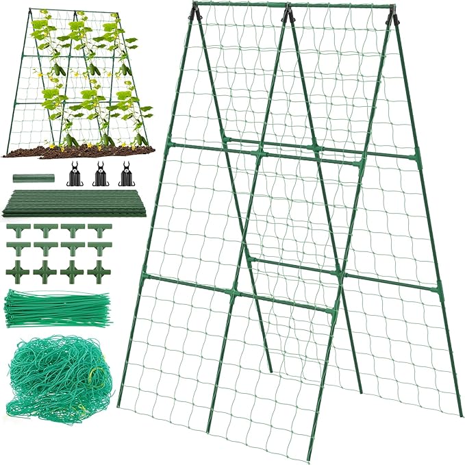 Cucumber Trellis A Frame Vegetable Trellis Easy to Install Cucumber Support Trellis Detachable Gardening Trellis Garden Climbing Frame for Climbing Tomato Vegetable