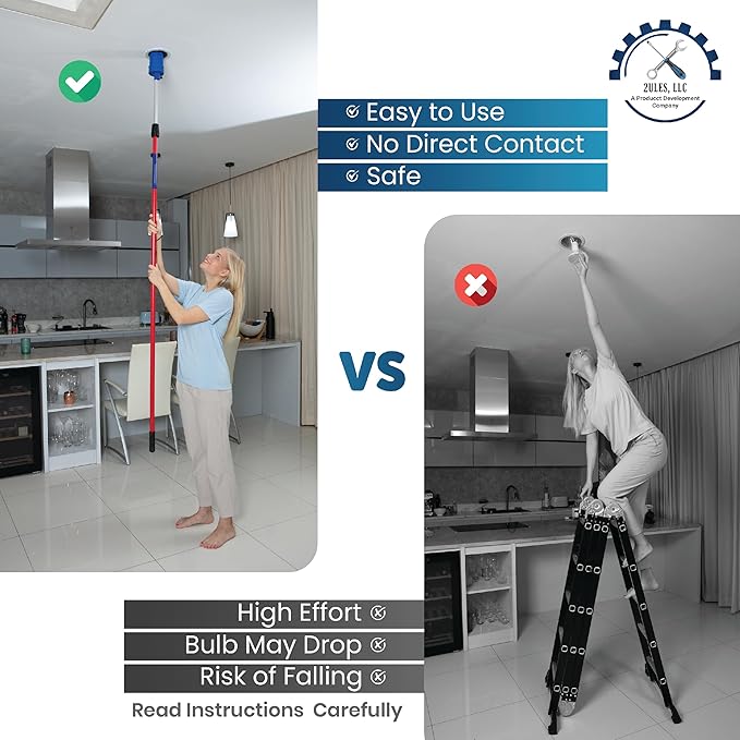 Light Bulb Changer for High Ceilings - Vacuum Operated High Ceiling Light Bulb Changer Tool Remote-Controlled Bulb Changing Kit (Pole not Included)