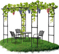 DoCred Large Garden Arch Trellis for Climbing Plants 87 H x 118 L x 79 W Large Grape Vine Trellises Arch Arbor Gazebo Grape Trellis for Outdoor Courtyard and Garden Decoration Black