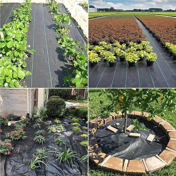 Premium Weed Barrier Fabric Heavy Duty 3.2OZ Woven Weed Control Fabric High Permeability Good for Flower Bed Geotextile Fabric for Underlayment (Size : 0.6x15m/2x49ft)