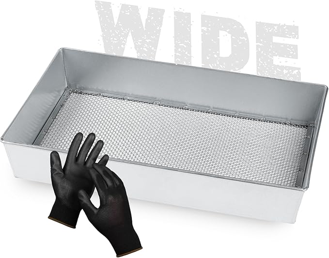 Soil Sifter Wide Size (17.5 x 11.5 inches) with 1/8-inch Mesh Garden Sieve for Dirt Sand Rocks and Compost