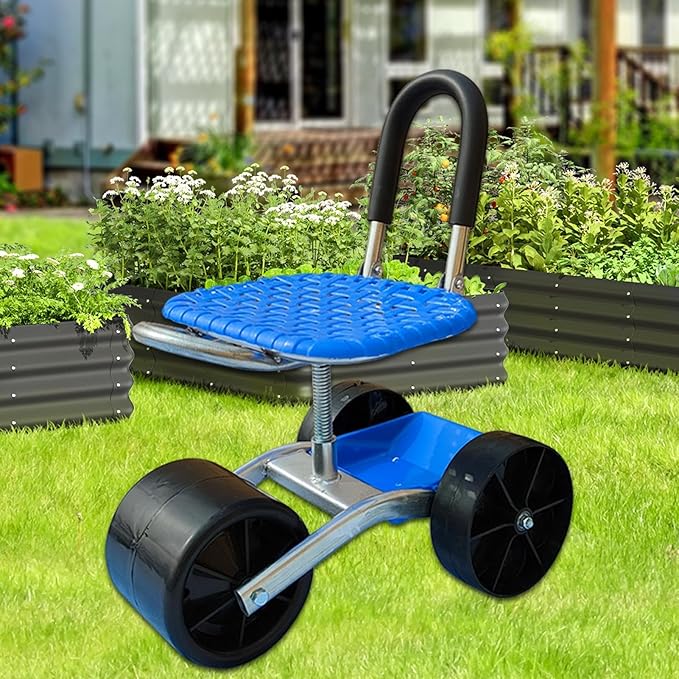 Gardening Stools for Seniors - Garden Seat with Wheels | Rolling Chair | 360 Degree Swivel Seat | Garden Chair for Outdoor | 360 Degree Rotating Chairs for Garage Sitting Weeding Lawn Camp Yard