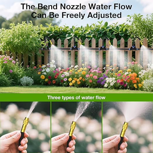 MIXC 100Ft 1/4 Drip Irrigation System2026-Upgrade Garden Irrigation Kit with 16pcs Adjustable Copper NozzlesAutomatic Atomizing Watering Sprinkler System for OutdoorRaisedbedLawnGreenhouse