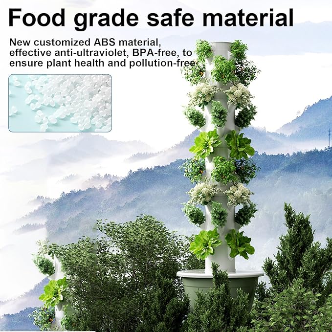 Hydroponic Tower Growing Kits Hydroponics Tower with LED Grow Light Hydroponics Tower Automatic Water Circulation System for Herbs and Vegetables 5/7/9 Thfloor(135cm/53in)