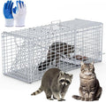 Humane Live Animal Trap 37x14x15inch Large Folding Animal Traps Cage for Raccoons Stray Dogs Armadillos Foxes Coyotes Bobcat Easy to Set &amp Release Live Trap
