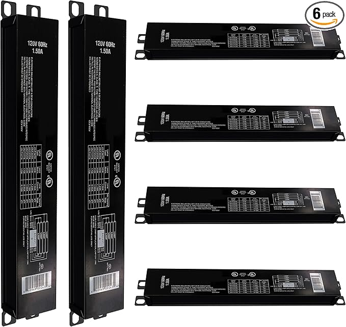 OHLECTRIC Ballast T8 4-Lamp (6-Pack) Replacement for Robertson IEA432T8120N Electronic Fluorescent Ballast for 3 or 4 T8 Fluorescent Lamps Between 17W-32W or 3 F40T8 Lamps Instant Start 120V