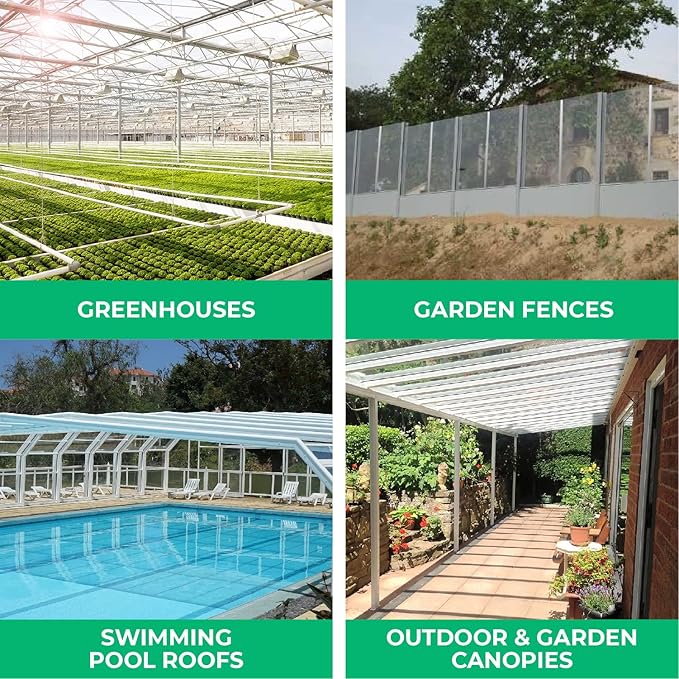 Aluminum H Connectors - Fits 4mm 6mm 8mm or 10mm Twin-Wall Greenhouse Panels Join 2 Pieces of Panels Together 4-Foot Length 10 Pieces (8mm Aluminum H Connectors)