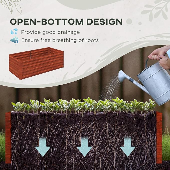 Galvanized Raised Garden Bed Kit - Large Sturdy Metal Planter Box for Vegetables Flowers &amp Herbs 6'x3'x2' Dark Brown