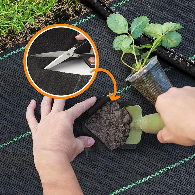 6FT x 100FT Weed Barrier Landscape Fabric Heavy Duty 3.2oz Premium Garden Ground Cover Mat for Weed Control Gardening Plant Beds and Farming