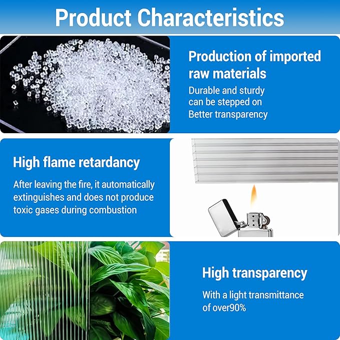 3 PCS 4' x 2' x 0.24'' Polycarbonate Greenhouse Panels Double Layer Polycarbonate Panels Outdoor Waterproof UV Protected Impact Resistance Clear Sheets for Garden and Greenhouse