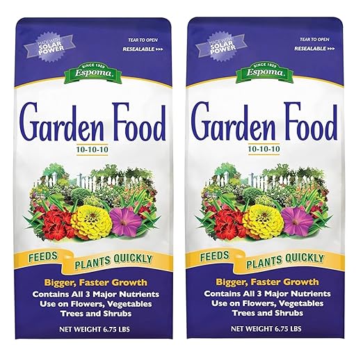 Espoma 10-10-10 Garden Food 6.75-Pound Bag Promotes Growth in All Flowering Plants Trees Shrubs and Vegetables. Granular for Easy Application. Pack of Two.