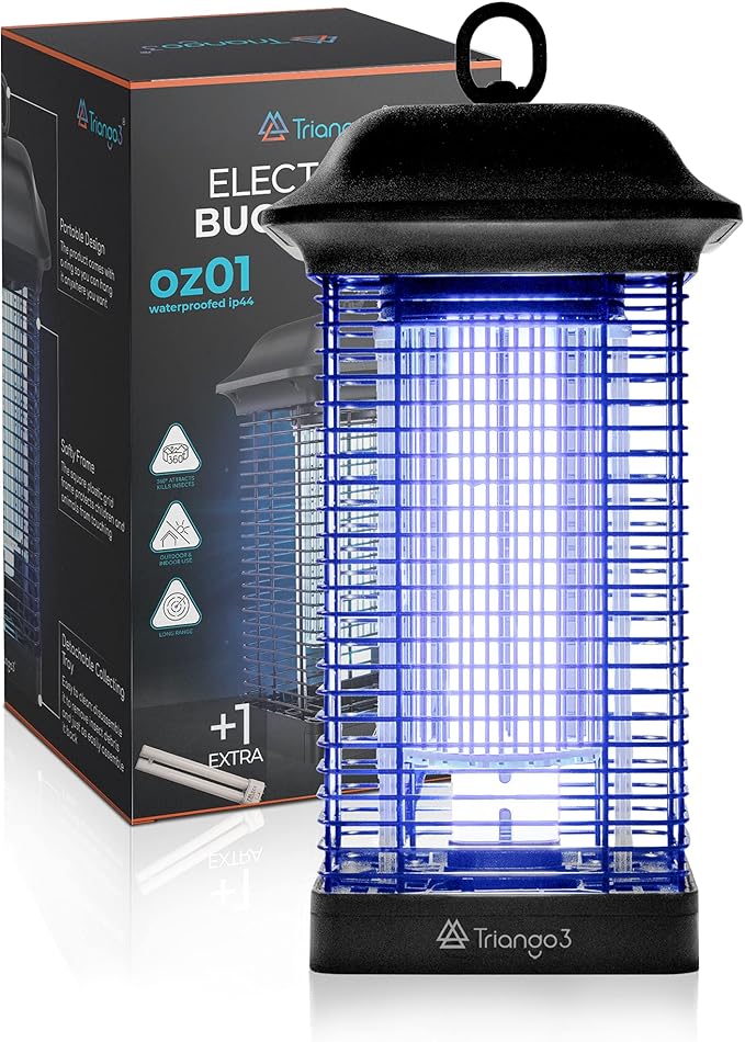 Bug Zapper Outdoor Waterproof – 18W Lamp Outdoor Fly Traps – Compact and Ergonomic IPX4 Mosquito Killer Outdoor – Special Cleaning Mechanism – Ideal for Yard Patio Balcony