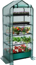 Mini Greenhouse for Indoor Outdoor 5 Tier Shelves Rack Small Green House Heavy Duty with Waterproof Mat Portable Plants Seedling Supplies Durable PE Plastic Cover with Tape Gardening Gifts
