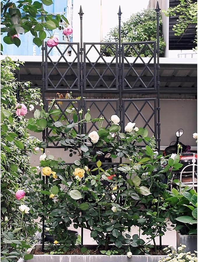 Outdoor Garden Trellis with PE Coated Steel Pipe Metal Plant Trellis Fence for Potted Plants Climbing Plants for Outdoor Patio Lawn Yard Backyard Wall Decoration(57x130cm)