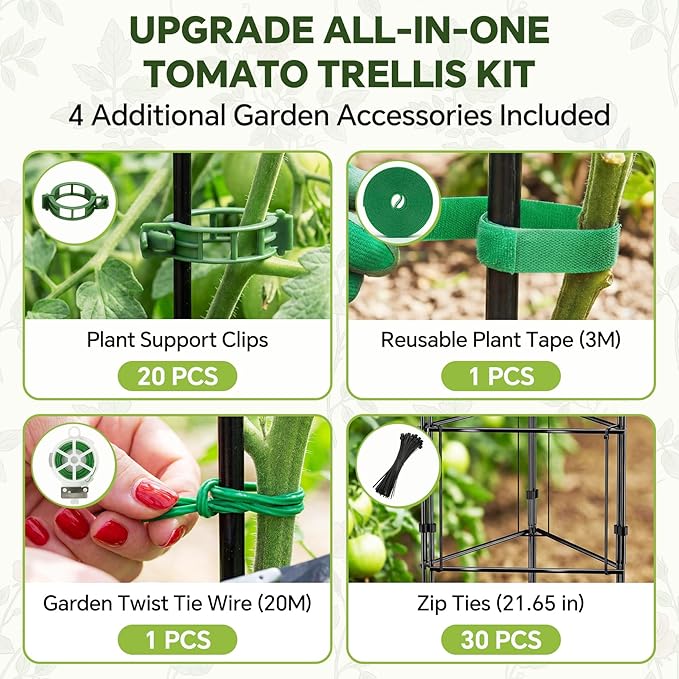 46 Inch Adjustable Metal Tomato Cage for Garden - 3 Pack Panel-Assembled Garden Trellis Flexible Shapes Plant Support Set Rustproof Stackable Trellis for Climbing Plants Outdoor Raised Bed Flowers