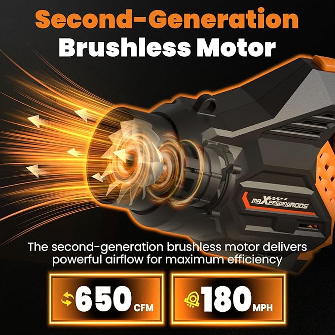 maXpeedingrods Leaf Blower Cordless 650CFM Electric Leaf Blower with 2 x 4.5Ah Batteries &amp Fast Charger 180° Deformation Blower Lightweight Leaf Blower for Lawn Care Garden Patio &amp Outdoo