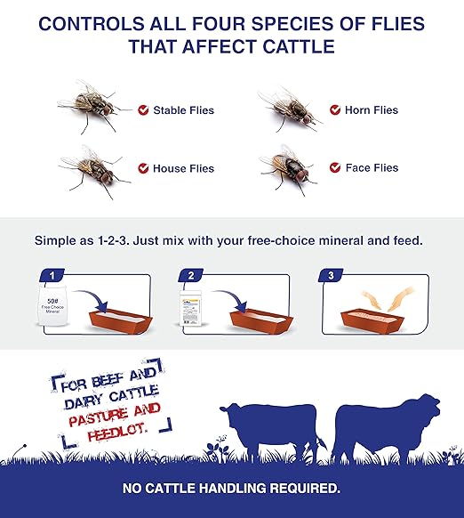 Champion USA JustiFLY Feedthrough Cattle Fly Control | Non-Toxic Larvicide. Controls All Four Fly Species That Affect Cattle. Over 50 Million Head Treated (3 Pack)