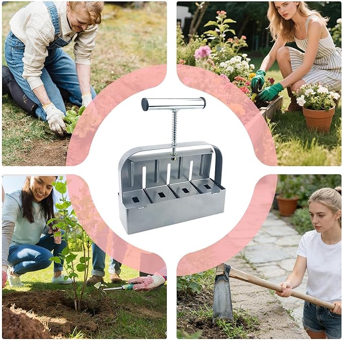 Manual Clod Makers with Steel Construction 19x14x5.5cm Soil Blockers Planting Tools Soil Blocking Tool Easy to Use and Sturdy Construction for Propagator Garden Yard Greenhouse
