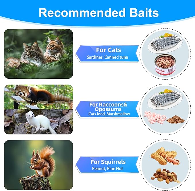 32 Live Animal Trap Cage Heavy Duty Folding Live Animal Cage Trap for Stray Cats Raccoons Squirrels Rabbits Opossums Groundhogs Armadillos up to 16.5 lbs - 32 L x 11 W x 12 H