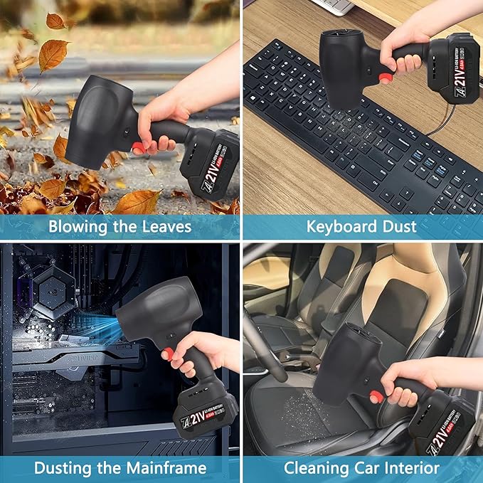 mini Cordless Dry Blower Small Leaf Blower Turbo Blades130000RPM with 1 Batteryfor Blowing dust Leaves Keyboards mainframes car Indoor Outdoor Lightweight