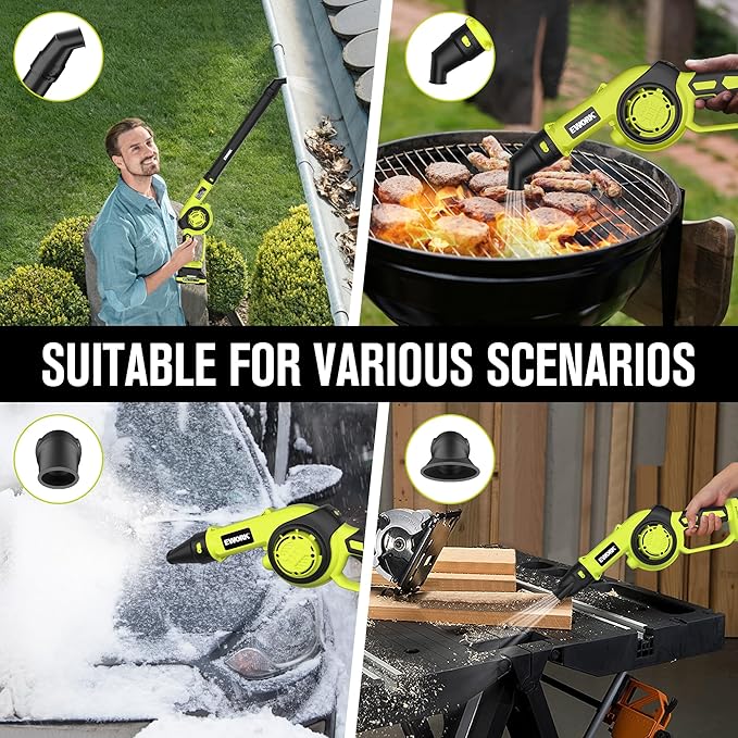 EWORK Lightweight Leaf Blower Cordless 21V 130CFM &amp 200MPH Mini Electric Leaf Blower with Battery and Fast Charger Battery Powered Small Blower for Jobsite Patio Cleaning Lawn Care