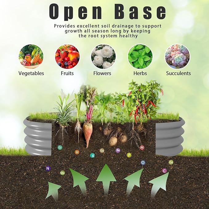 12x2x1ft Galvanized Raised Garden Bed 12 Tall Metal Raised Beds for Gardening Kit Bottomless Above Ground Planter Boxes for Outdoor Plants Vegetables Flowers Herbs Fruits Rust Resistant Grey