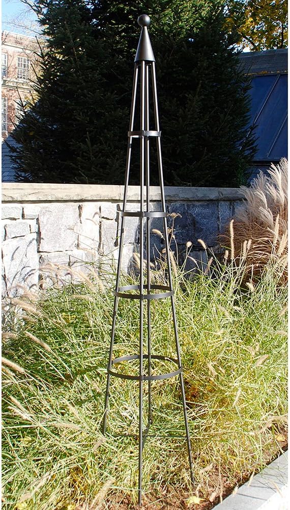 Achla Designs OBL-02 85-in Wrought Iron Garden Obelisk Trellis H Graphite