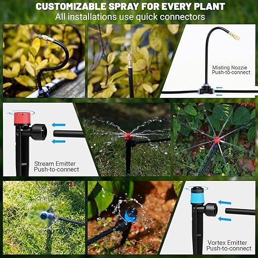 230FT Drip Irrigation Kit with Push-Fit Connectors DIY Automatic Garden Watering System 2026 New Upgraded Water-Saving Design with 3 Adjustable Nozzles for Yard Greenhouse Lawn &amp Potted Plants