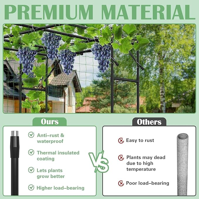 DoCred Large Garden Arch Trellis for Climbing Plants 87 H x 118 L x 79 W Large Grape Vine Trellises Arch Arbor Gazebo Grape Trellis for Outdoor Courtyard and Garden Decoration Black