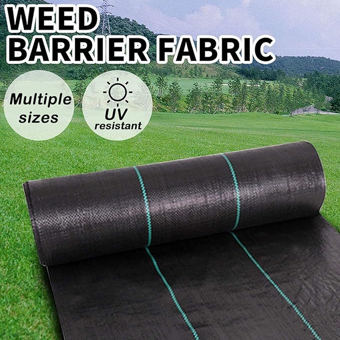 Weed Barrier Control MembraneLandscape Fabric Heavy-DutyGround Cover Breathable Geotextile (90gsm)Water Permeable and Tearproof Gardening Mat for Flower Bed Vegetable Black ( Battery *1 : 1.5X5m )