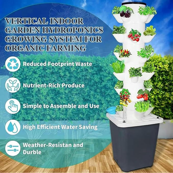 AMNOOL Garden Hydroponic Growing System 15/20/25/30 Pods Hydroponics Tower Aeroponics Grow Kit Aquaponics Planting System Fruits and Vegetable 30Holes//1pc**1