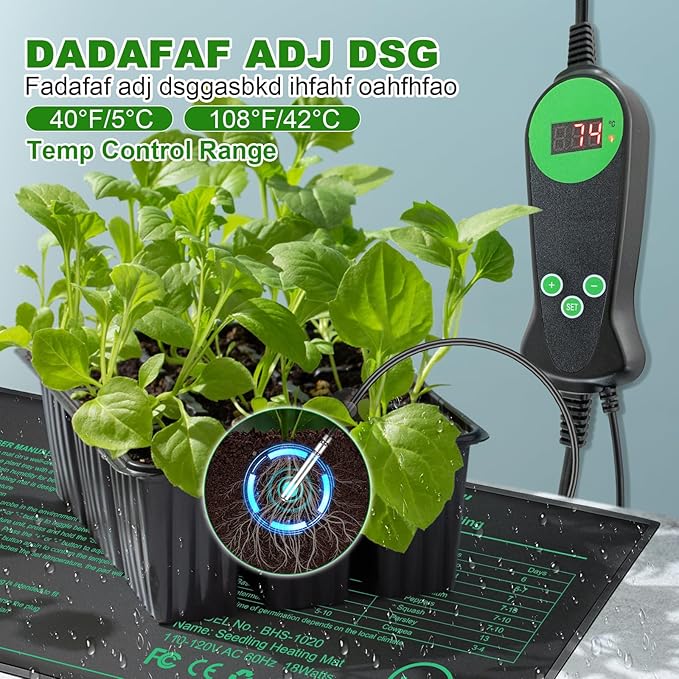 Seedling Heat Mat with Thermostat Pack of 1 Dual Certified by MET and UL Plant Heating Mat Pad Equipped with A Temperature Probe It Automatically Maintains A Constant Temperature