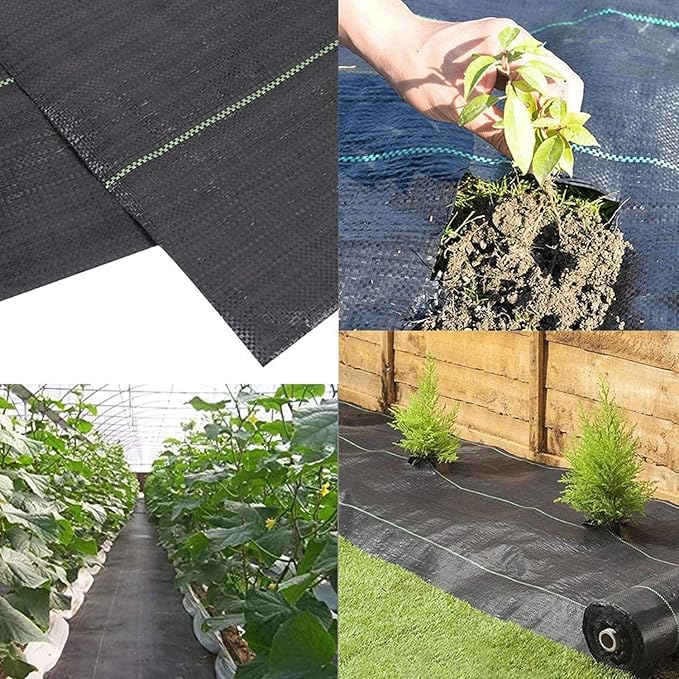 Weed Barrier Fabric PP Material Premium Garden Landscape Fabric for Flower Bed Yard Heavy Duty Ground Cover with Green Guide Strip Helps Align Plants Ultra Thick (Size : 1x10m/3.3x33ft)