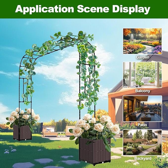 Garden Arch Trellis - 126(L) * 95(H) inch Raised Garden Bed with Trellis Suitable for Garden Balcony Terrace Decoration Black