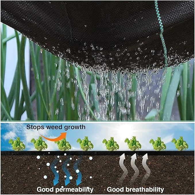 JITUIHOM Heavy Duty Garden Landscape Fabric Weed Barrier - Durable Polypropylene Ground Cover for Driveways Flower Beds and Vegetable Gardens(100X1000cm)