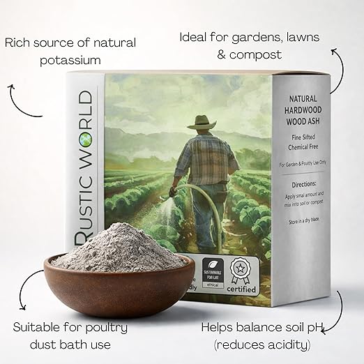 Natural Wood Ash Fertilizer for Plants – Organic Soil Amendment for Garden Lawn Compost Indoor Outdoor Plants Potassium Rich Plant Nutrients