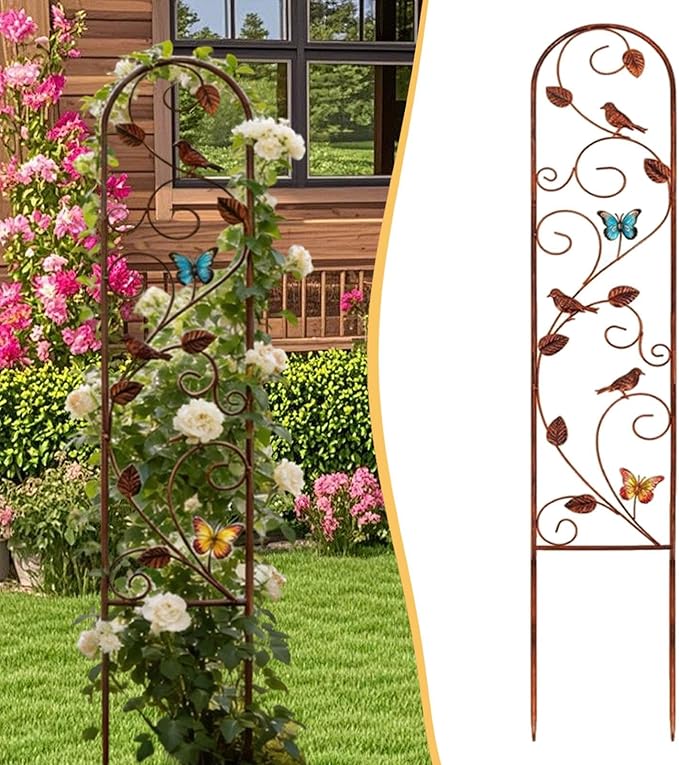 Metal Garden Trellis for Climbing Plants Iron Art Plant Support Decorative