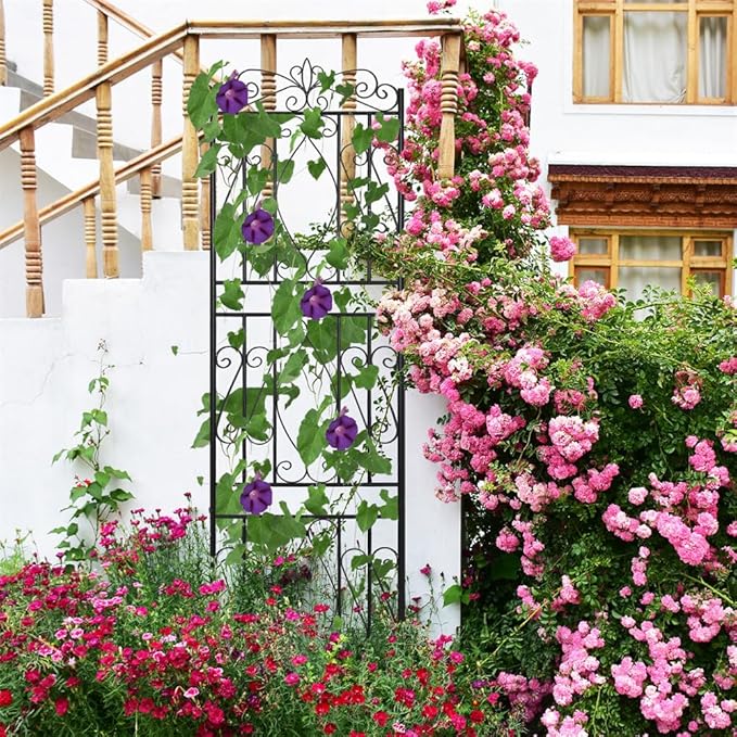 2 Pack Rustic Arch Garden Trellis Rustproof with Stakes Easy Installation for Ivy Climbing Plants
