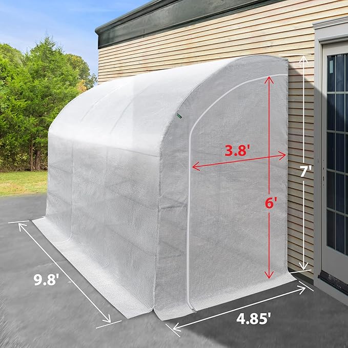 BenefitUSA New Large Walk-in Wall Greenhouse 10x5x7'H w 3 Tiers/6 Shelves Gardening (White (2 Door))
