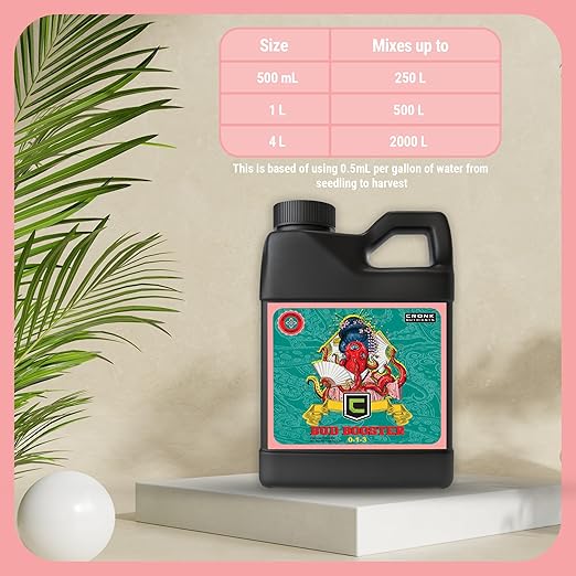 Cronk Nutrients Bud Booster - Best Budding Fertilizer for Maximum Blooms - Hydroponic Nutrients for The Bloom Phase - Balanced pH Formula - Suitable for Soil Soilless and Hydroponic Systems (4L)