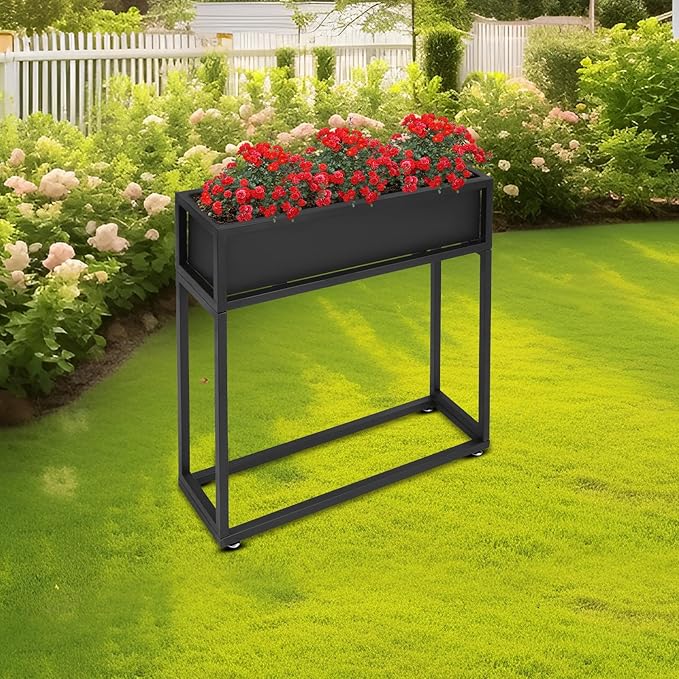 Elevated Planter Box Raised Garden Bed for Herbs and Flowers 28in Tall Rectangular Planter for Backyard Gardening Freestanding Plant Stand Raised Garden Planter for Indoor Outdoor Using